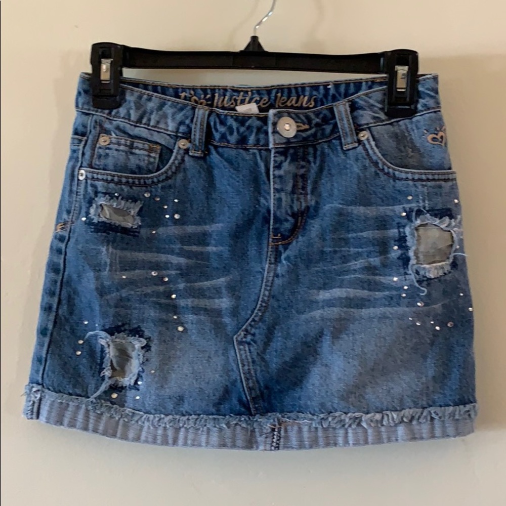 Justice Denim Skirt Girls 12 R Rhinestone